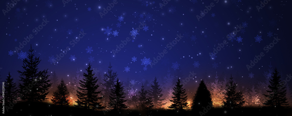 Fototapeta premium christmas magic coming in winter forest