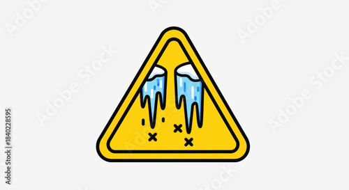 Warning Sign Illustrates Danger, Ice and Hazard Symbols, Triangle Shape Image