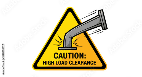 Warning Sign Illustrating High Load Clearance Restrictions for Vehicles and Equipment