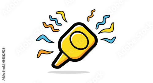 Vibrant Party Popper Illustration Releasing Colorful Confetti On White Background