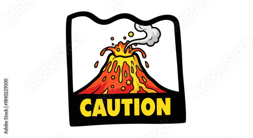 Volcanic Eruption Caution Sign: A Visually Striking Warning for Potential Hazards