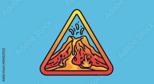 Volcanic Eruption Inside Triangular Frame Infused With Shades of Orange and Yellow