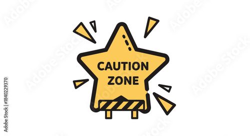 Warning And Caution Sign Depicting A Star Shape With A Barrier Concept Design