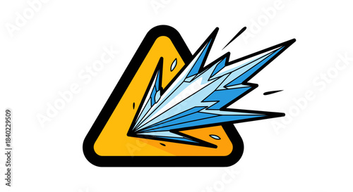 Warning Icon Of Hazard, Explosion, And Energy Burst, Abstract Digital Graphic Artwork