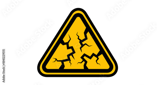 Warning Icon Of Structure Fracture: Yellow Triangle Symbolizing Destruction and Hazards
