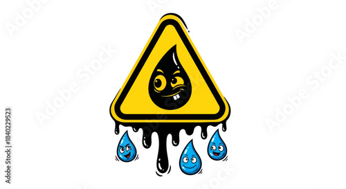 Warning Illustration Depicting Drips, Alerting Danger With Creative Expressions