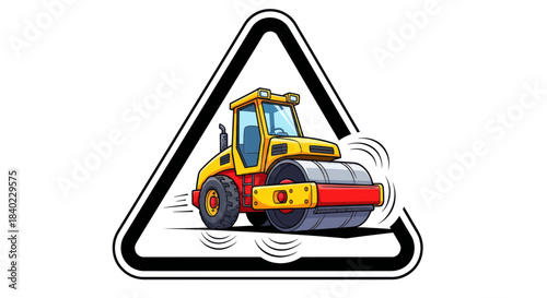 Wallpaper Mural Warning Illustration Of A Yellow Road Roller Sign For Construction Job Ahead Torontodigital.ca