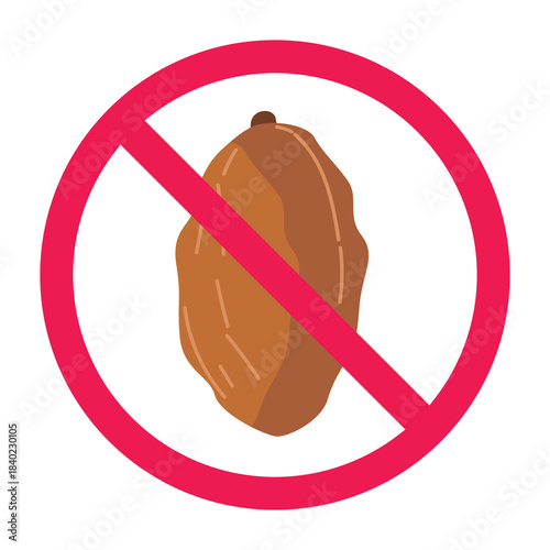 No dates sign, forbidden dates fruit sign, dates fruit prohibited symbol, No dates fruit prohibited sign icon vector illustration