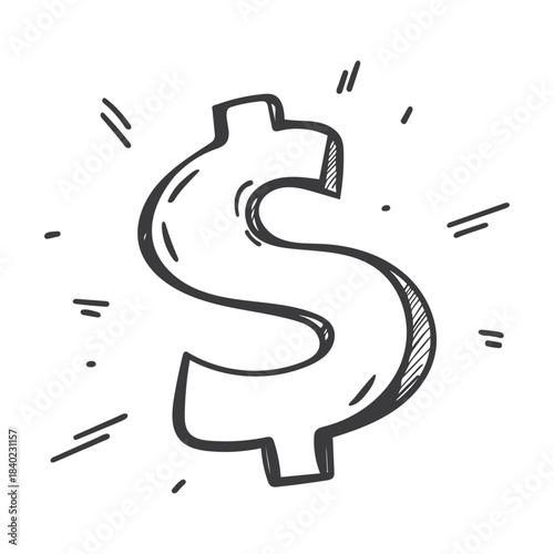 doodle dollar sign vector illustration