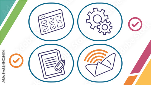 Office Management and Business Line Icon Collection
