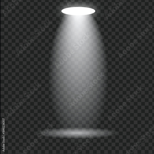 Realistic stage spotlights on transparent background