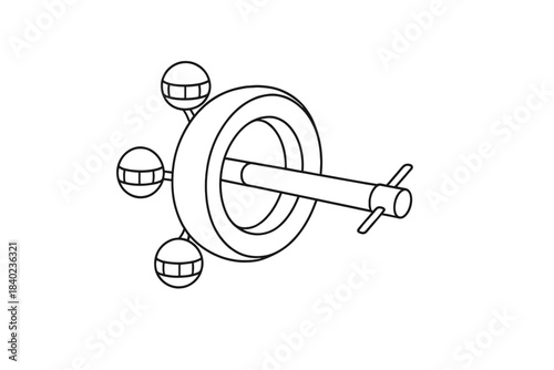 Futuristic Space Hotel. Space hotel. Minimalistic one-line drawing a futuristic orbital station with panoramic