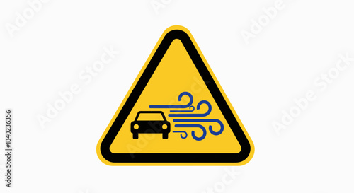 Strong Wind Warning Sign: Road Safety Reminder for Windy Conditions Ahead