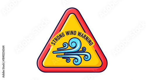 Strong Wind Advisory: Animated Alert Sign Illustrating Weather Challenges and Warnings