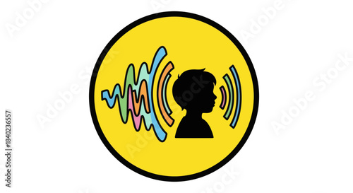 Symbolic Representation Of Child's Vocal Sound Waves Within A Circular Emblem