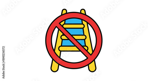 Symbolic Representation of Forbidden Access and Restriction in a Vibrant Simplified Style