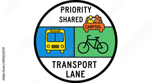 Transportation Symbol Indicating Priority, Shared, And Public Transport Lane