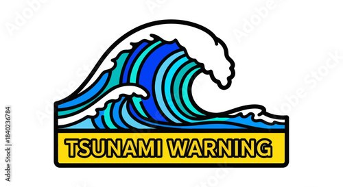 Tsunami Warning: A Design Depicting a Large Wave With Informative Text Displayed