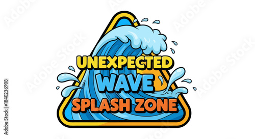 Unexpected Wave Splash Zone: A Cartoon Illustration for Water Park Fun and Games