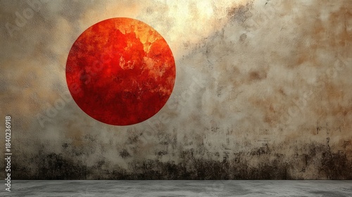 Red circle on weathered, textured wall