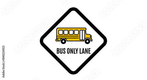 School Bus Right Of Way Sign Isolated On White Background With Clean Composition