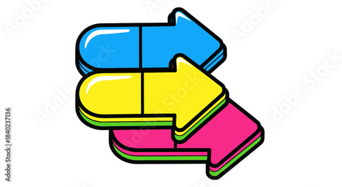 Vibrant Arrow Composition: An Eye-Catching Three-Dimensional Graphic Design