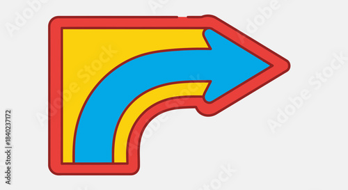 Vibrant Arrow Emblem Indicating Right Direction on a Modern and Colorful Icon Design