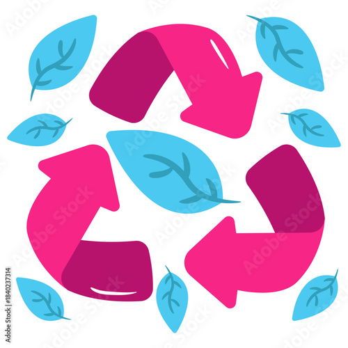 Conceptual flat design icon of leaf recycling 