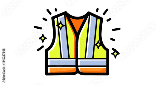 Shiny Safety Vest Illustration: A Bright and Eye-Catching Depiction of Protection