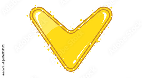 Shiny Golden Downward Arrow Symbol Icon With Star Sparkles And Dazzling Graphics