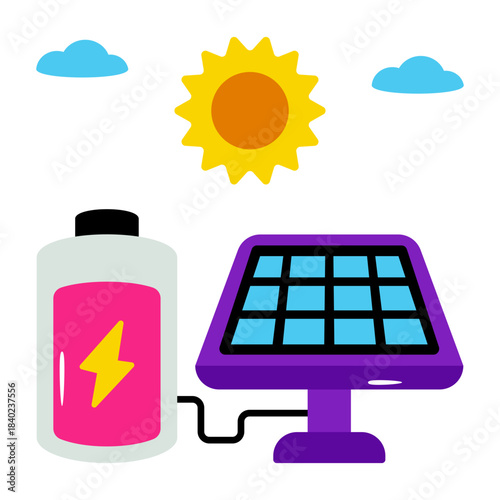 A flat design icon of eco battery