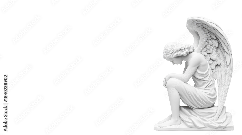 Fototapeta premium Angelic Headstone on Transparent Background