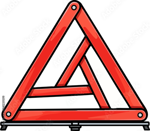 Red foldable warning triangle sign for car breakdown safety.