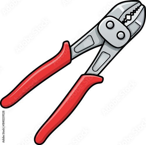 Cartoon Hand Tool Pliers with Red Handle Illustration