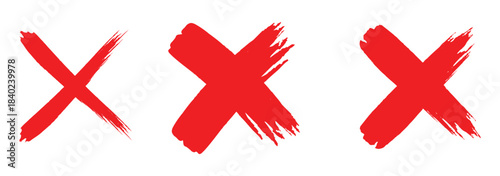 Grunge Hand Drawn X Mark Collection. Cross sign graphic symbol. Set of bold hand drawn X marks with rough brush textures, useful for design, symbols, or grunge style graphic elements. 