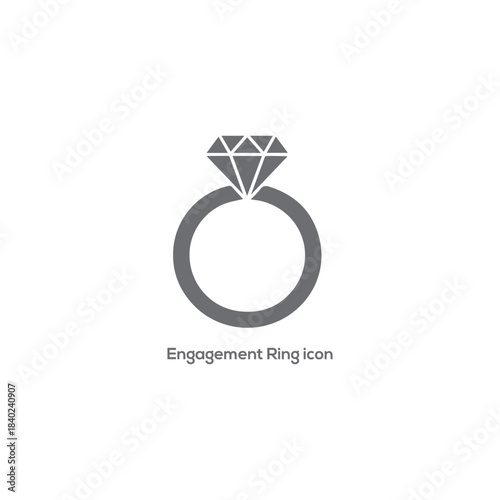 Engagement Ring Icon: Simple Vector Graphic for Proposal, Diamond Jewelry, Wedding, Love, and Marriage Concepts.