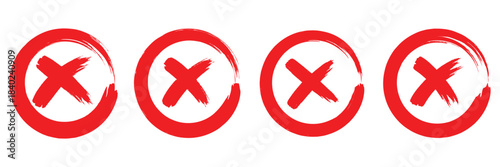 Grunge Hand Drawn X Mark Collection. Cross sign graphic symbol. Set of bold hand drawn X marks with rough brush textures, useful for design, symbols, or grunge style graphic elements. 