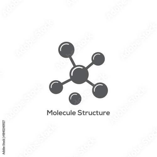 Molecule Structure Icon: Simple Black Vector Graphic for Chemistry, Science, Atomic Research, and Nanotechnology Concepts.