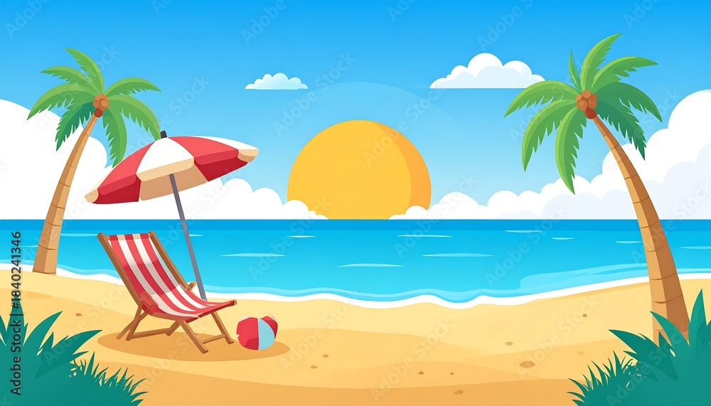 Obraz premium Tropical beach scene at sunrise