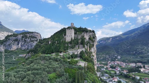 Aerial view of castle arco in italy.