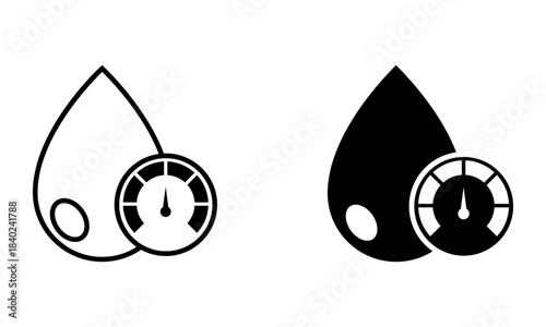 water drop with pressure gauge, illustration of fuel icon vector