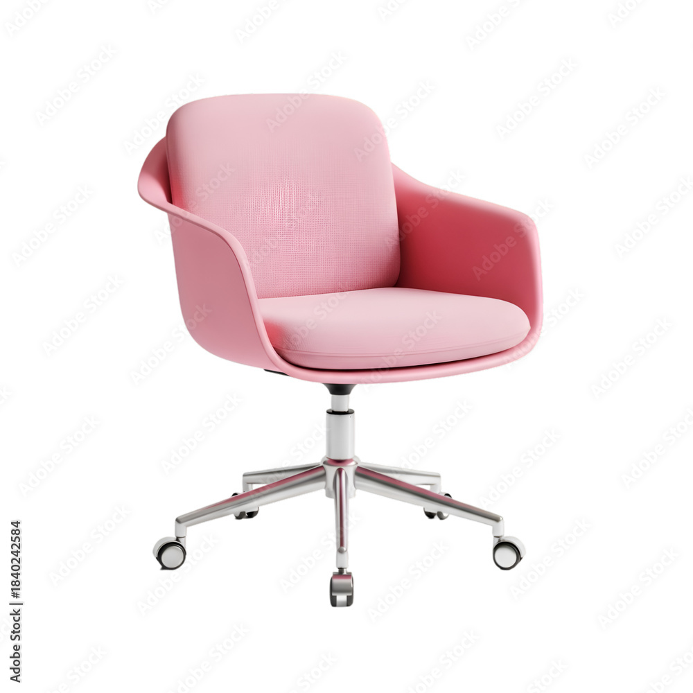 Fototapeta premium Pink Ergonomic Office Chair Modern Desk Furniture for Workspace