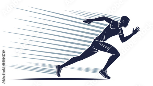 Dynamic Runner Silhouette Vector Sprinting with Speed Lines, representing speed, athleticism, and the energy of competitive racing.