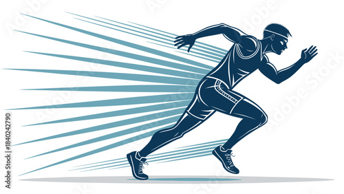 Dynamic Runner Silhouette Vector Sprinting with Speed Lines, representing speed, athleticism, and the energy of competitive racing.