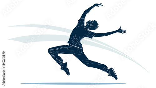 Graceful Dancer Silhouette Vector Performing Modern Dance Movement, Capturing Fluidity, Expression, and Artistic Motion.