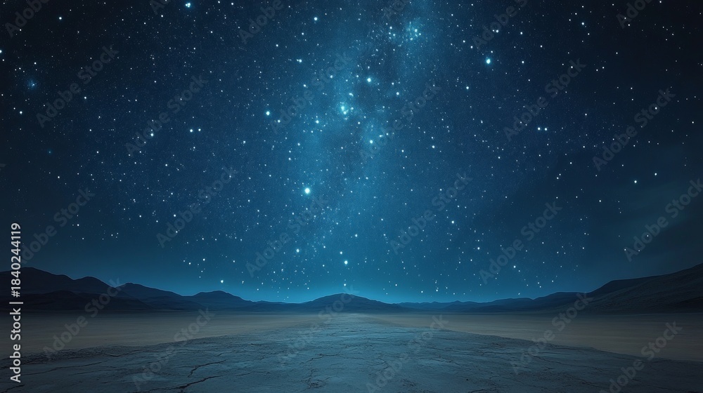Obraz premium A breathtaking view of a starry night sky over a serene desert landscape, evoking a sense of wonder.