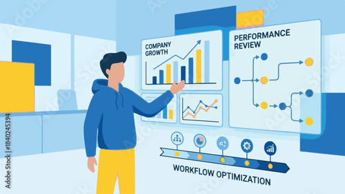 Digital Illustration of Business Growth, Performance, and Workflow Optimization