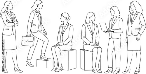 Silhouette vector illustration of fashionable women and girls in a stylish artistic design