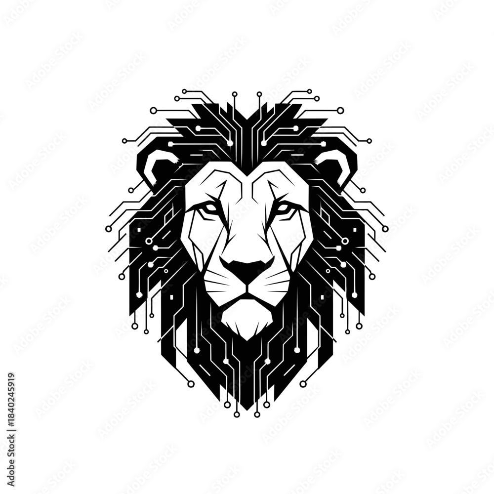 Obraz premium lion head vector illustration