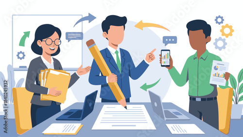 Diverse Business Team Collaborating on Project Planning and Data Analysis